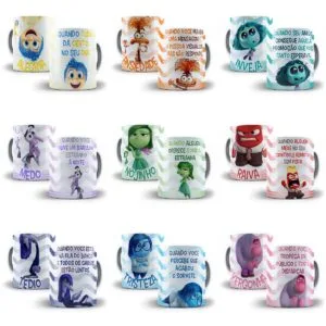 10 Artes Caneca Divertida-Mente 2 Sublimação Emoções Desenho