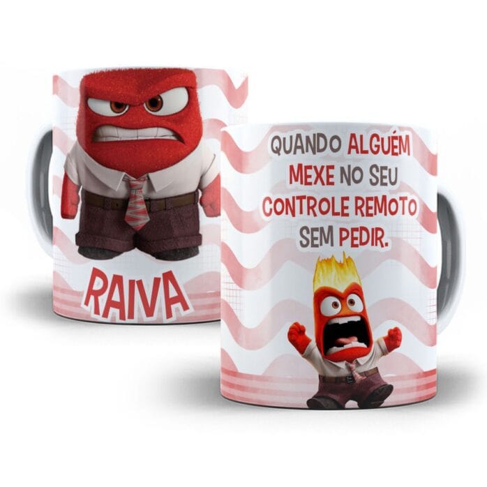 10 Artes Caneca Divertida-Mente 2 Sublimação Emoções Desenho