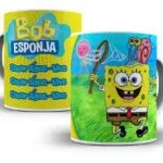 10 Estampas Caneca Bob Esponja Desenho Infantil Crianças