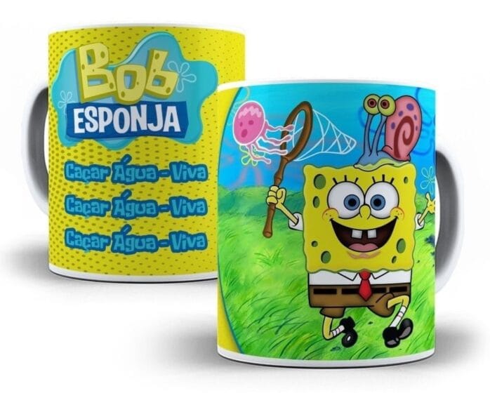 10 Estampas Caneca Bob Esponja Desenho Infantil Crianças