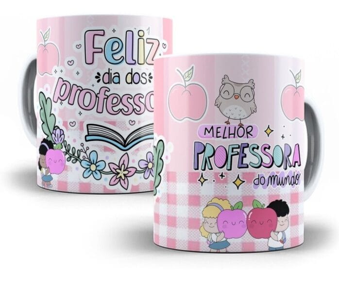 10 Estampas Caneca Professores Editáveis Em Corel + Mockups