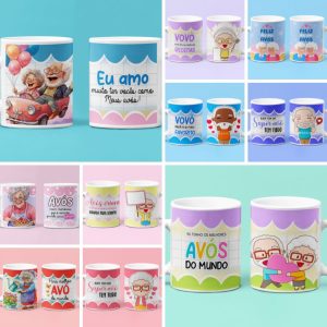 10 Estampas Sublimação Caneca Dia dos Avós Vovo e Vovó