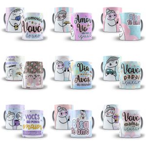 12 Estampas Caneca Flork Dia dos Avós Editável Em Corel Draw
