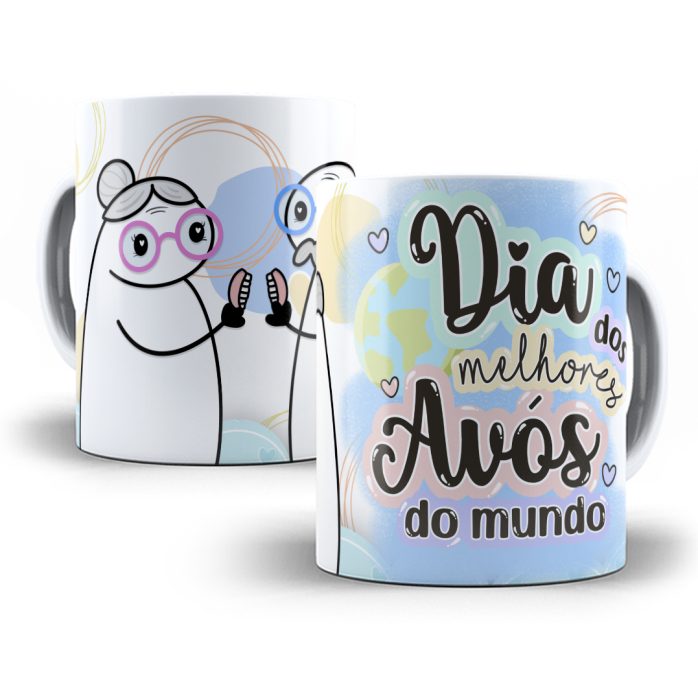 12 Estampas Caneca Flork Dia dos Avós Editável Em Corel Draw