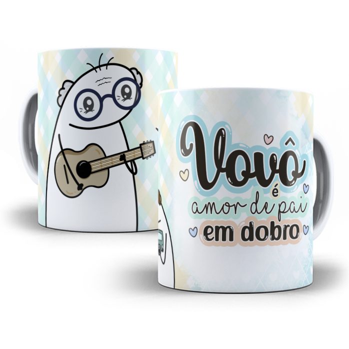 12 Estampas Caneca Flork Dia dos Avós Editável Em Corel Draw