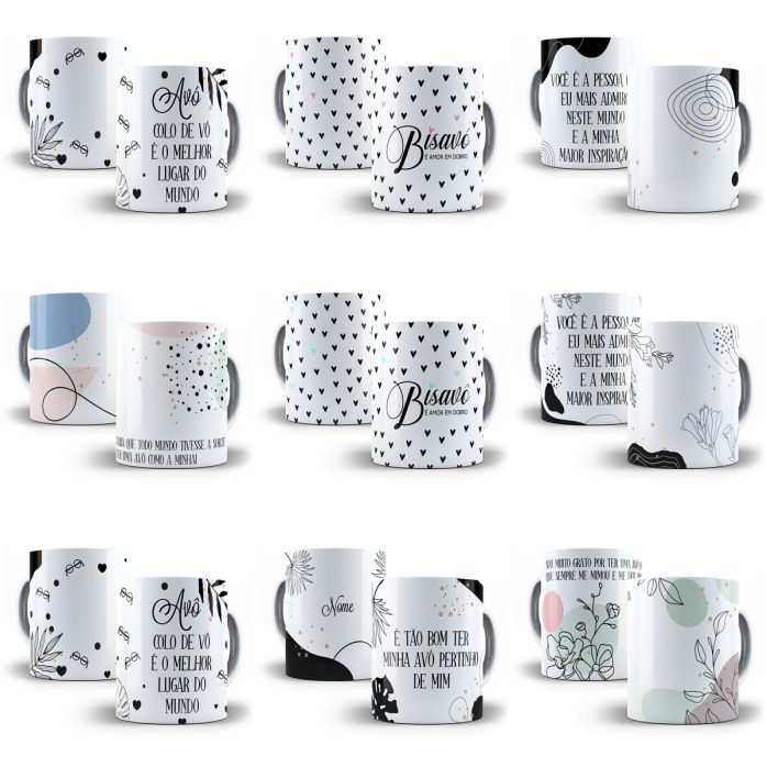 14 Estampas Caneca Dia dos Avós e Bisavós Edicável Em Corel