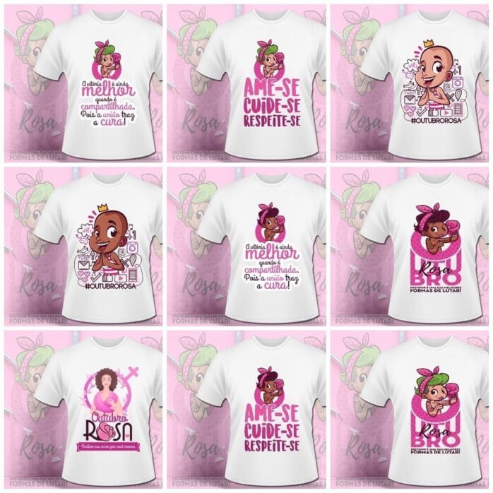 14 Estampas Caneca Outubro Rosa Editáveis Em Photoshop
