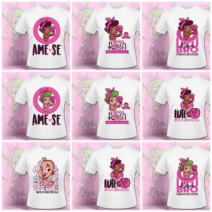 14 Estampas Caneca Outubro Rosa Editáveis Em Photoshop