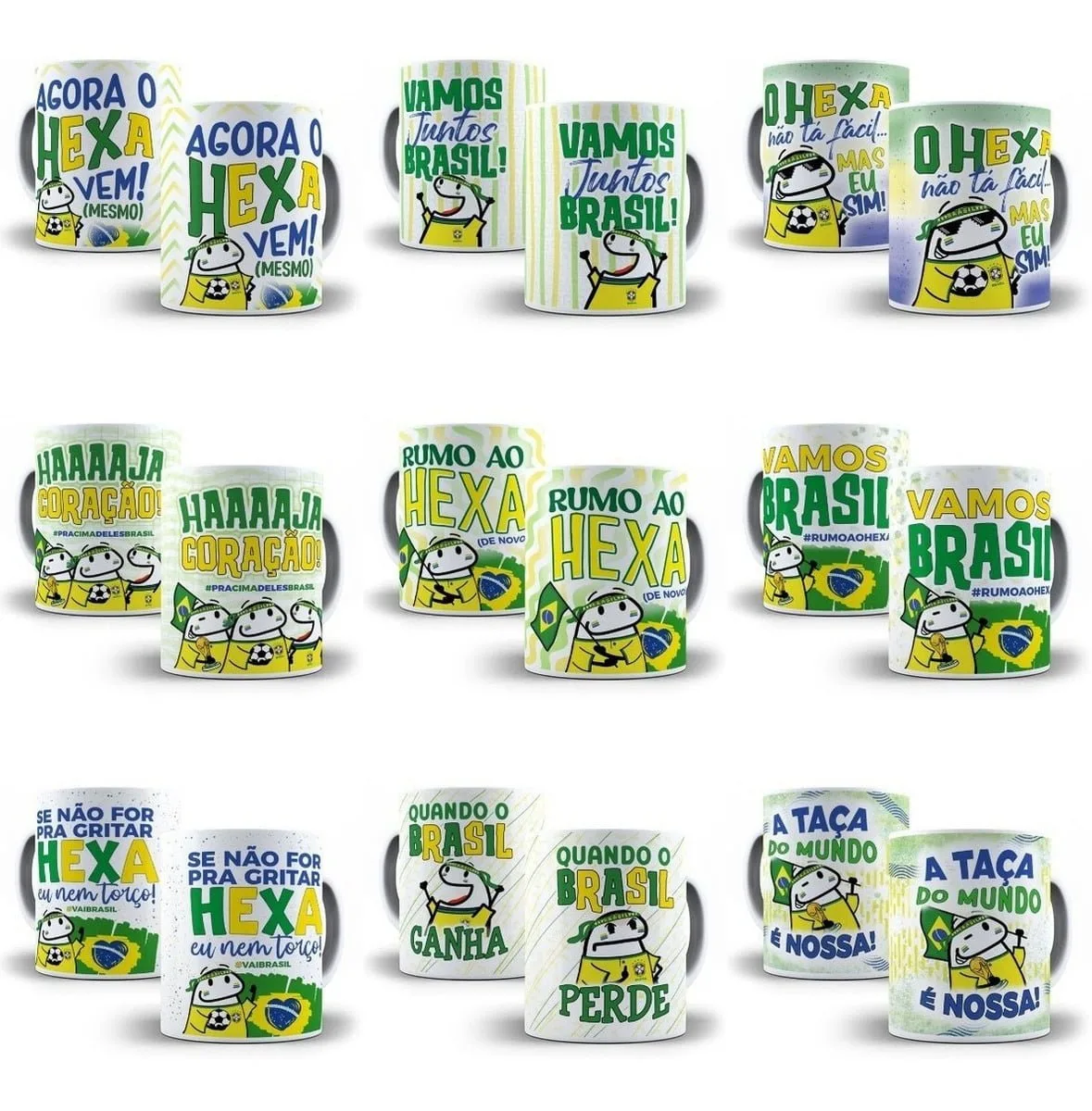 15 Estampas Sublimação Caneca Flork Seleção Brasileira Copa