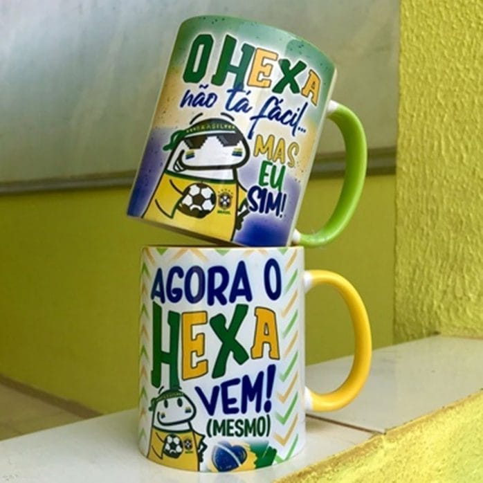 15 Estampas Sublimação Caneca Flork Seleção Brasileira Copa
