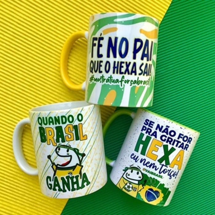 15 Estampas Sublimação Caneca Flork Seleção Brasileira Copa