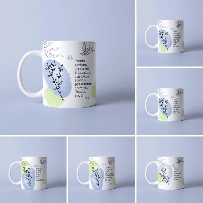 19 Estampas Sublimação Caneca Dia dos Avós Vovo e Vovó