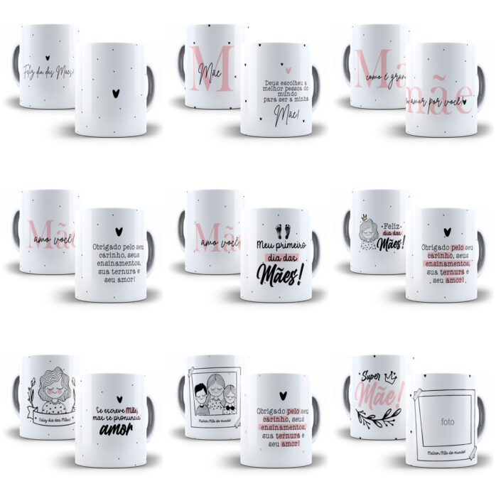 20 Estampas Minimalistas Caneca Dia das Mães 2023