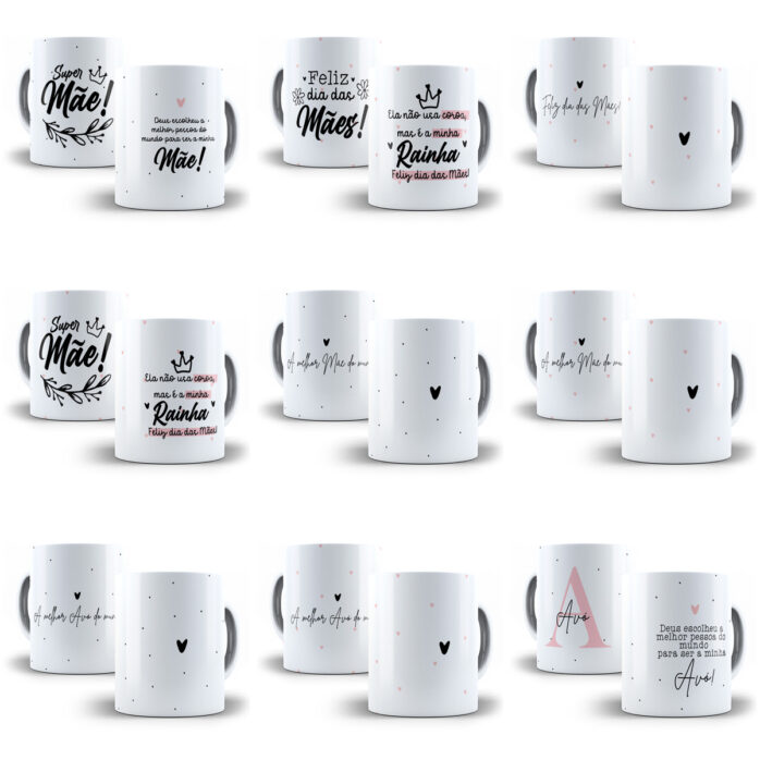 20 Estampas Minimalistas Caneca Dia das Mães 2023