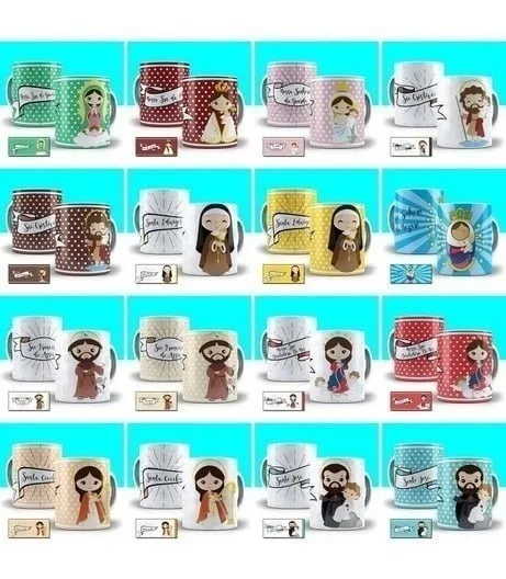 40 Artes Canecas Estampas Sublimação Santinhos Católico Cdr