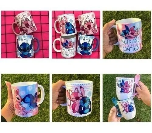 Artes Para Canecas Dia Dos Namorados Stitch E Angel +bônus 2 Artes Para Canecas Dia Dos Namorados Stitch E Angel +bônus