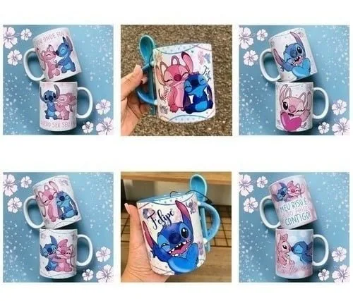 Artes Para Canecas Dia Dos Namorados Stitch E Angel +bônus 4 Artes Para Canecas Dia Dos Namorados Stitch E Angel +bônus
