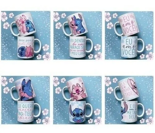 Artes Para Canecas Dia Dos Namorados Stitch E Angel +bônus 5 Artes Para Canecas Dia Dos Namorados Stitch E Angel +bônus