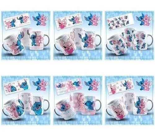 Artes Para Canecas Dia Dos Namorados Stitch E Angel +bônus 6 Artes Para Canecas Dia Dos Namorados Stitch E Angel +bônus