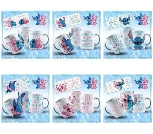 Artes Para Canecas Dia Dos Namorados Stitch E Angel +bônus 7 Artes Para Canecas Dia Dos Namorados Stitch E Angel +bônus