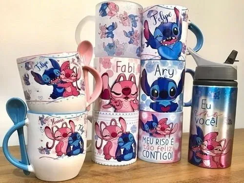 Artes Para Canecas Dia Dos Namorados Stitch E Angel +bônus 8 Artes Para Canecas Dia Dos Namorados Stitch E Angel +bônus
