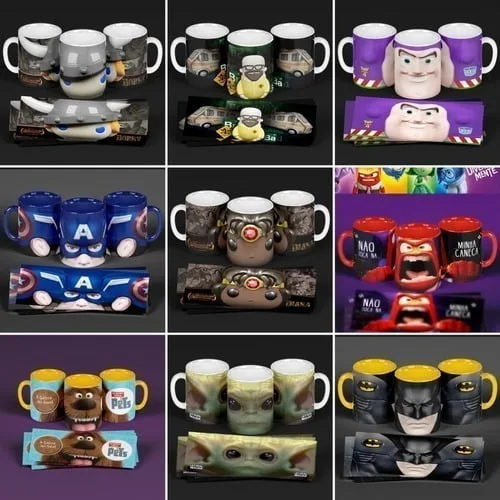 Estampas Canecas Sublimação Personalizados Heróis Jpg