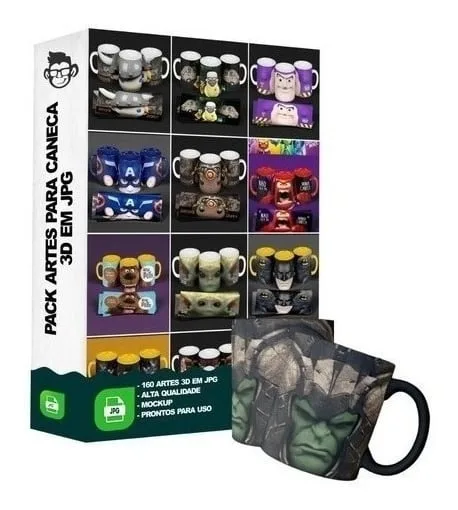 Estampas Canecas Sublimação Personalizados Heróis Jpg