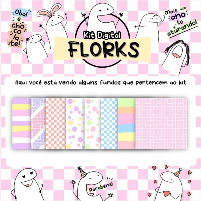 Kit Digital Florks Memes Signos Frases Ilustrações Caixa Tag