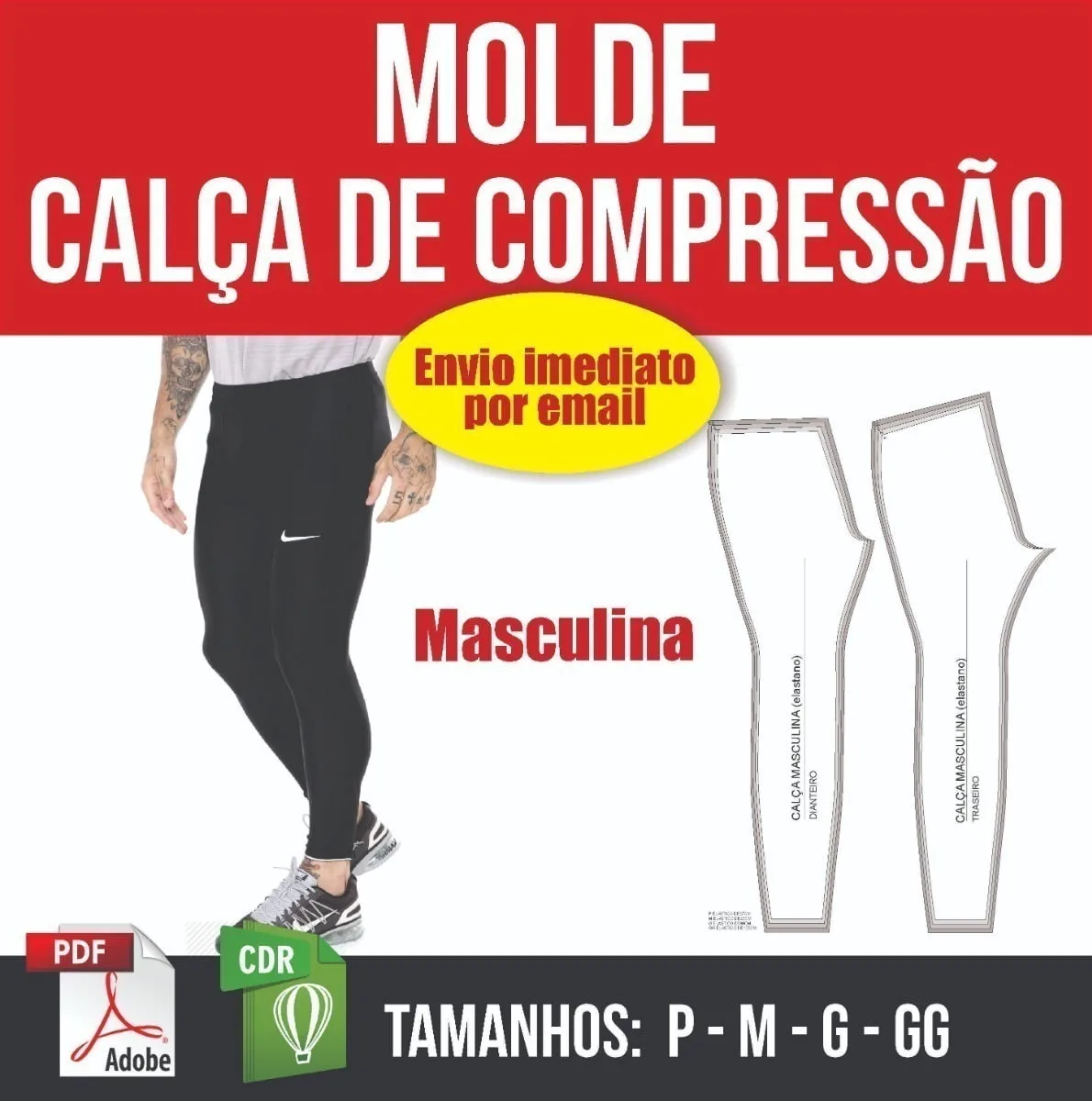 Molde Calça Legging Masculina - Compressão Modelagem Pdf 1 Molde Calça Legging Masculina - Compressão Modelagem Pdf