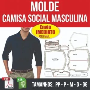 Molde Camisa Social Masculina Manga Longa Modelagem Digital