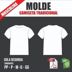 Molde Camiseta Tradicional Masculina, Gola Redonda