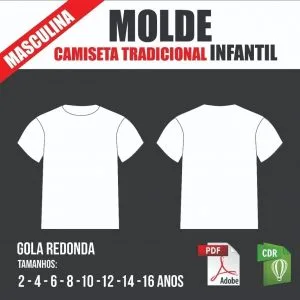 Molde Camiseta Tradicional Masculina, Infantil