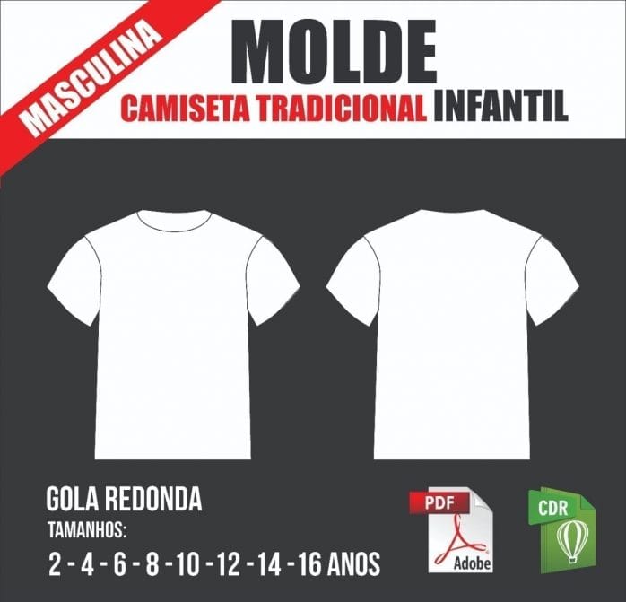 Molde Camiseta Tradicional Masculina, Infantil