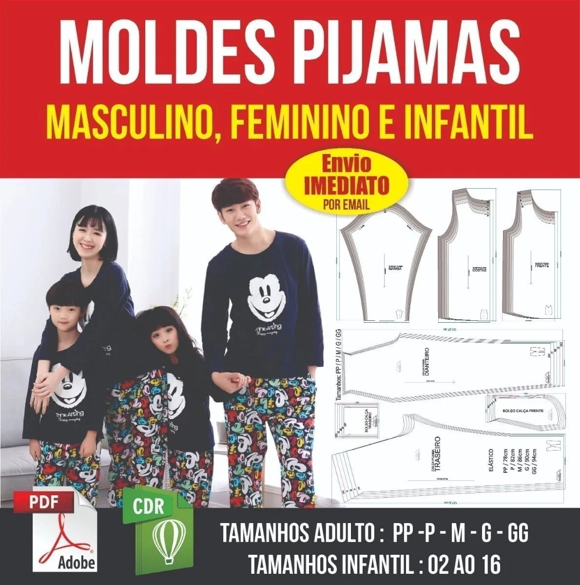 Moldes Pijamas Família - Modelagem Do Adulto Ao Infantil Pdf 1 Moldes Pijamas Família - Modelagem Do Adulto Ao Infantil Pdf