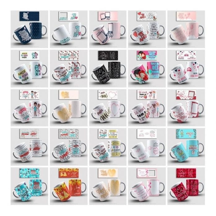 Pack Artes Caneca Dia Dos Namorados +500 Arquivos Sublimação