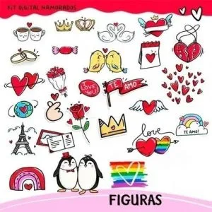 Pack Dia Dos Namorados Artes Frases Fundos Elementos