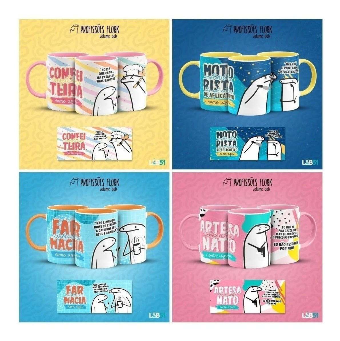 Pack Estampas Caneca Flork Profissões Meme Frases V2 2 Pack Estampas Caneca Flork Profissões Meme Frases V2