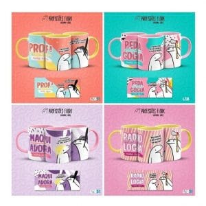 Pack Estampas Caneca Flork Profissões Meme Frases V2