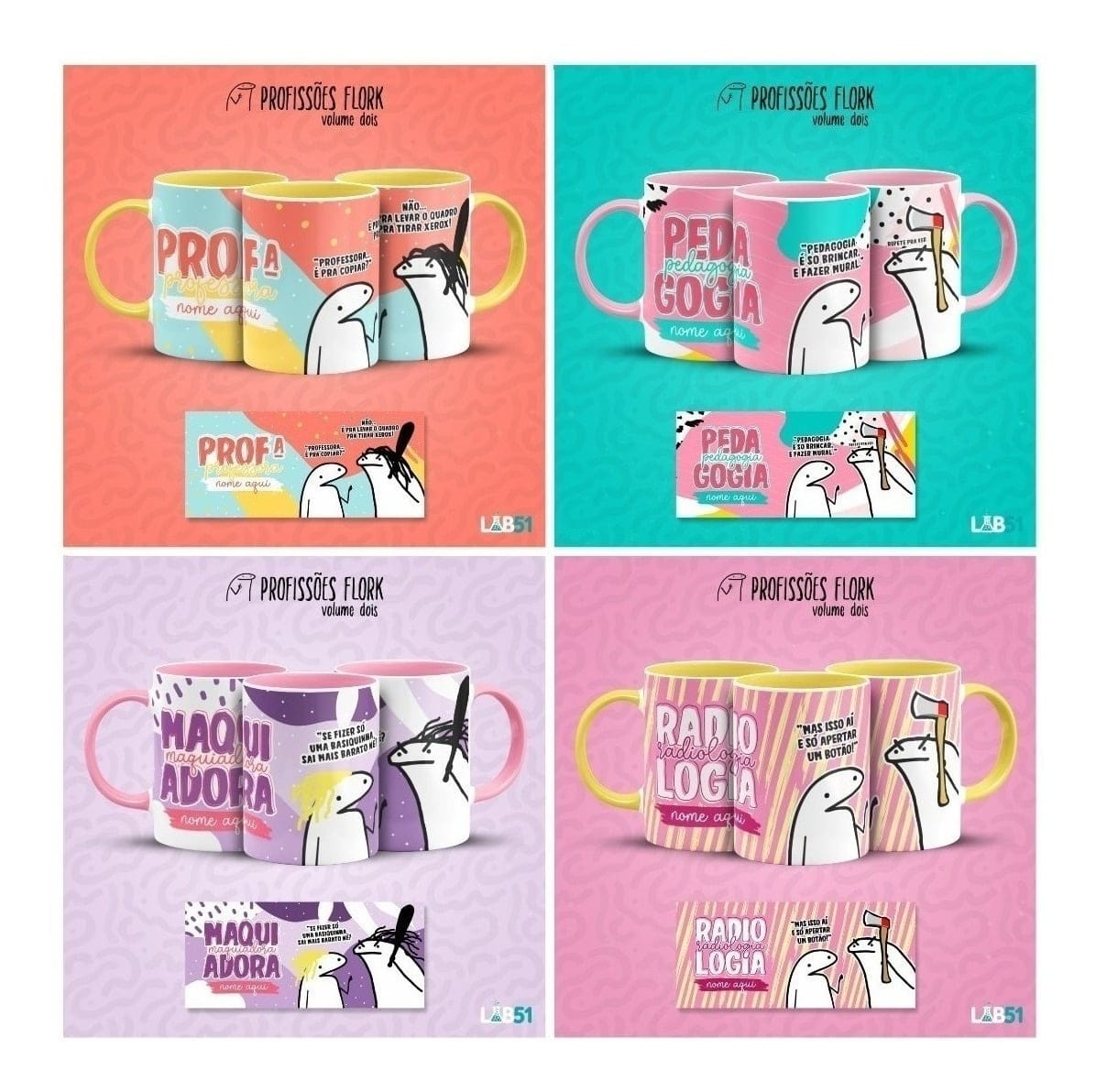 Pack Estampas Caneca Flork Profissões Meme Frases V2 1 Pack Estampas Caneca Flork Profissões Meme Frases V2