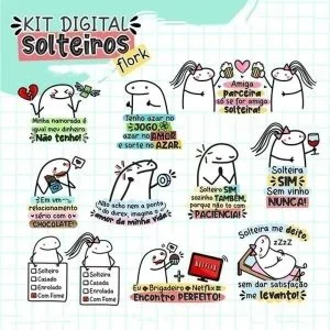 Pack Flork Solteiros Artes Digitais Frases Caneca Sublimação