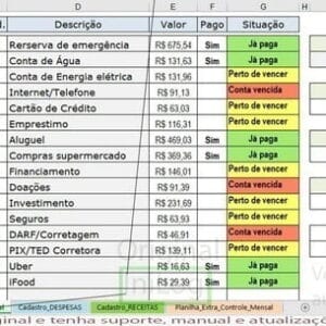 Planilha Controle De Gastos Mensais Receitas E Despesas