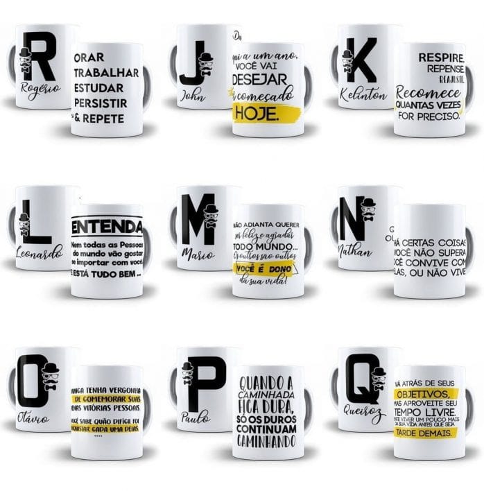 26 Artes Para Caneca Alfabeto Masculino Editável Em Corel