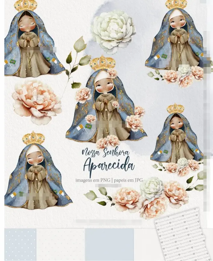 Design de Nossa Senhora Aparecida em Aquarela PNG
