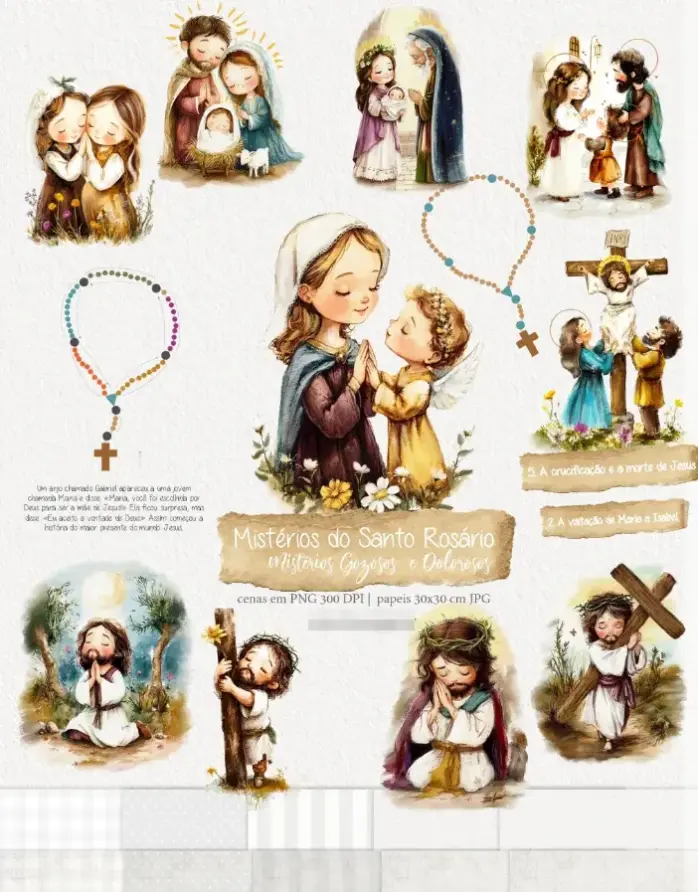 Pacote de Artes do Santo Rosário - Gozosos e Dolorosos