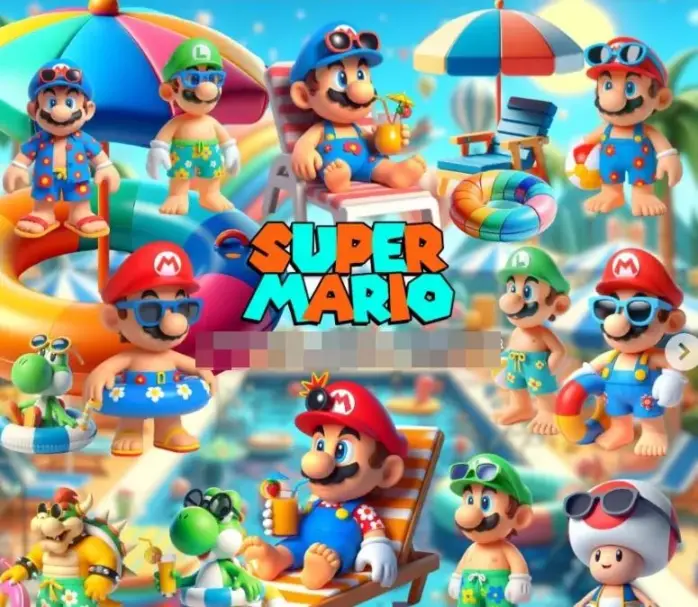 Kit Festa Super Mario 3D PNG - Pool Party Temática