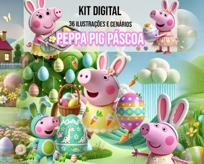 Pacote de Páscoa Peppa Pig em PNG para Personalizados