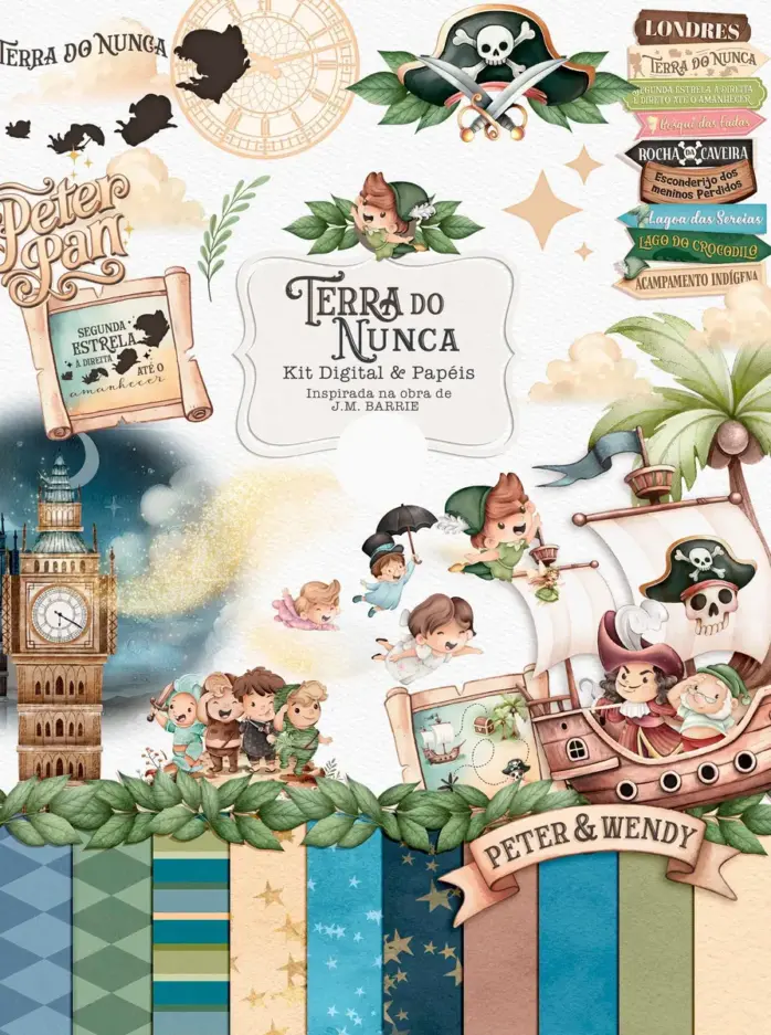 Kit PNG Terra do Nunca para Personalizados e Papercraft