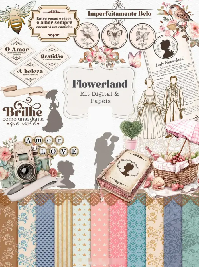 Arquivos PNG Florais Vibrantes para Scrapbooking e Projetos Criativos