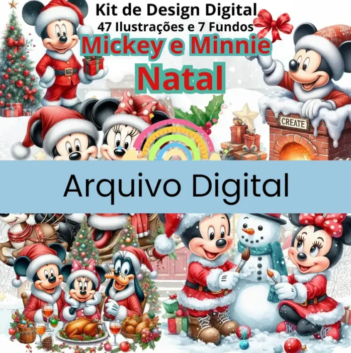 Kit Mickey Mouse Natal PNG Arquivos Digitais Criativos