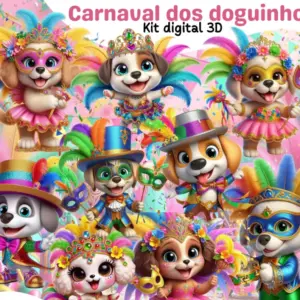 Arquivos PNG de Cachorrinhos no Carnaval para Personalização